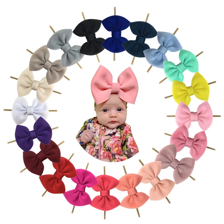 
6' Double Layer Puff Hair Band Girls Bows Nylon Headband For Girls Cute Summer Girl Hair Bands Tie Baby Girl Bands 