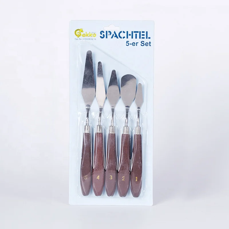 Hot Sale Oil Painting Scraper Set Wood Handle Painting Knife Palette Spatula Set
