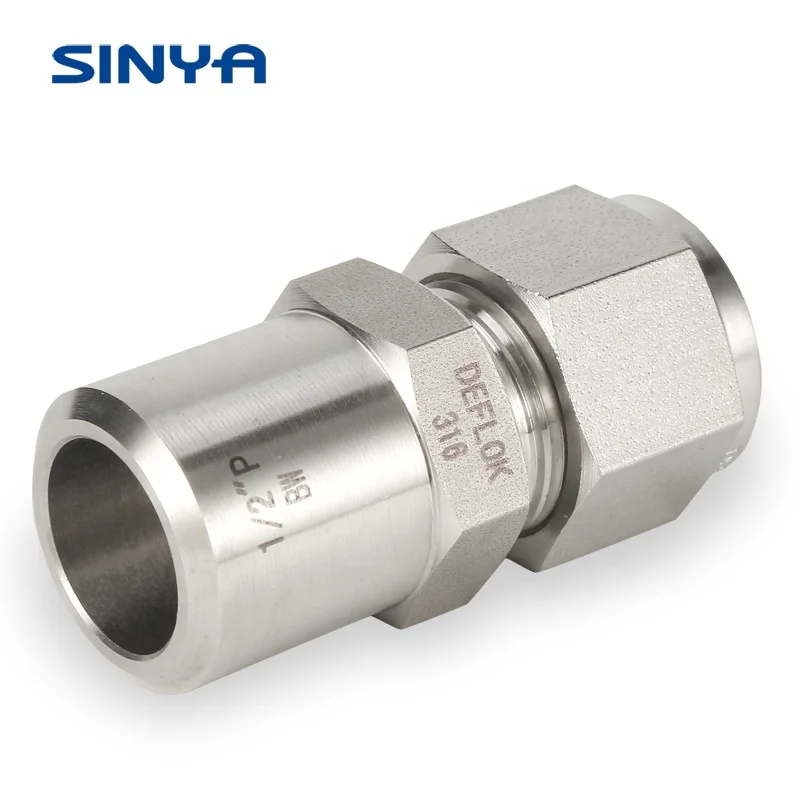 1/4in Tube OD Tube Fittings 316 Stainless Steel Double Ferrule Union Coupling Compression Swagelok Type Straight Union Connector
