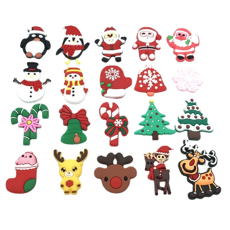 
YDY Custom Christmas Soft Pvc Croc Buttons Sandals Charms Santa Claus Decoration Shoe Charms For Kids 