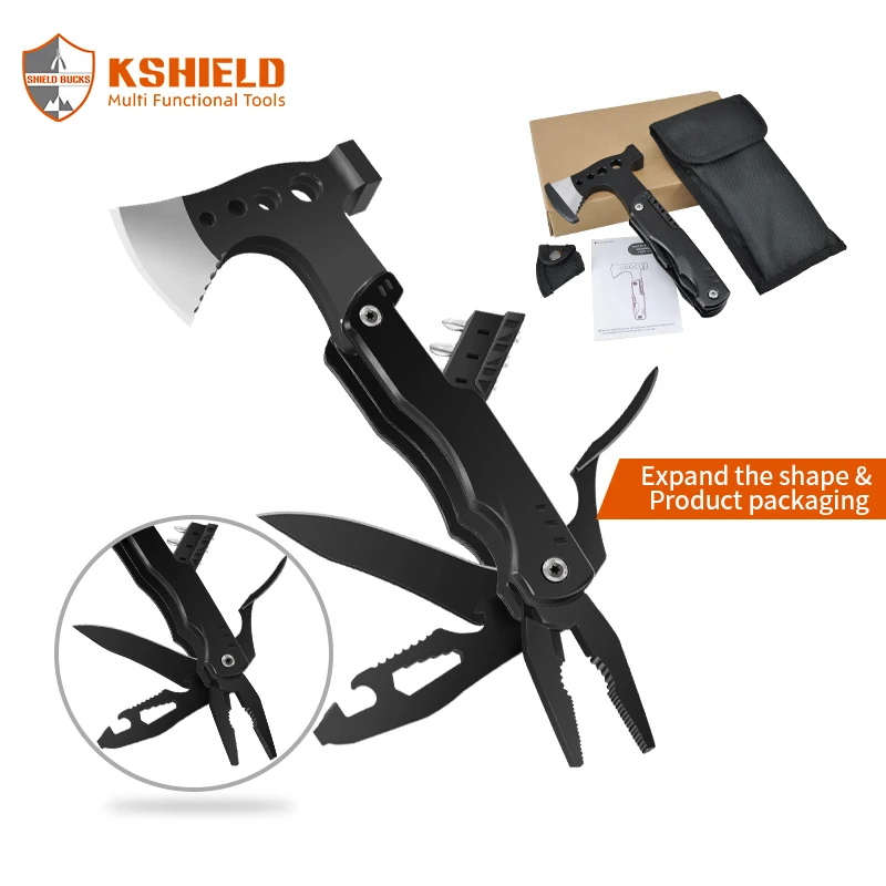 
New Amazon Hot Axe 13 in 1 Combination Tool Portable Folding Multifunctional Camping Jungle Survival Axe 