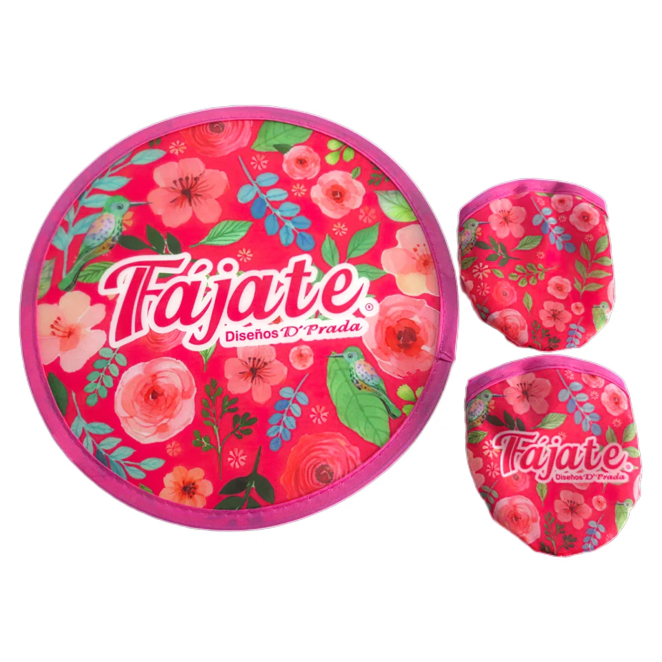 Customized Sublimation Decorative Fabric Foldable Nylon Round Hand Fan With Pouch