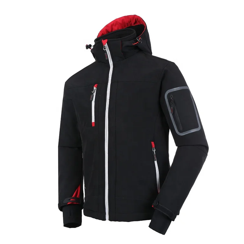 Custom logo Outdoor Work Wear Uniform Soft Shell Waterproof Windproof Windbreaker Mens Fleece Lined Polyester Softshell Jacket