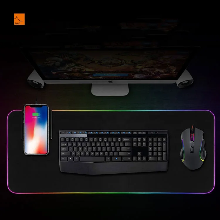  В наличии новейший стиль беспроводной зарядки RGB игровой коврик для мыши Большой светящийся