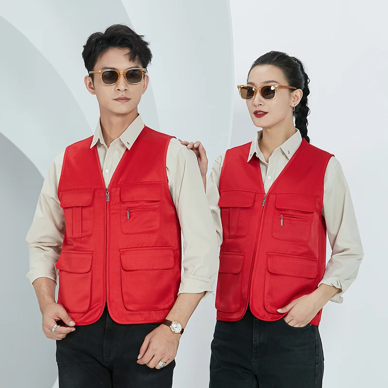 Wholesale Workwear Vest for Men Fisherman Waistcoat Outdoor Hiking Safety Work Vests Blue