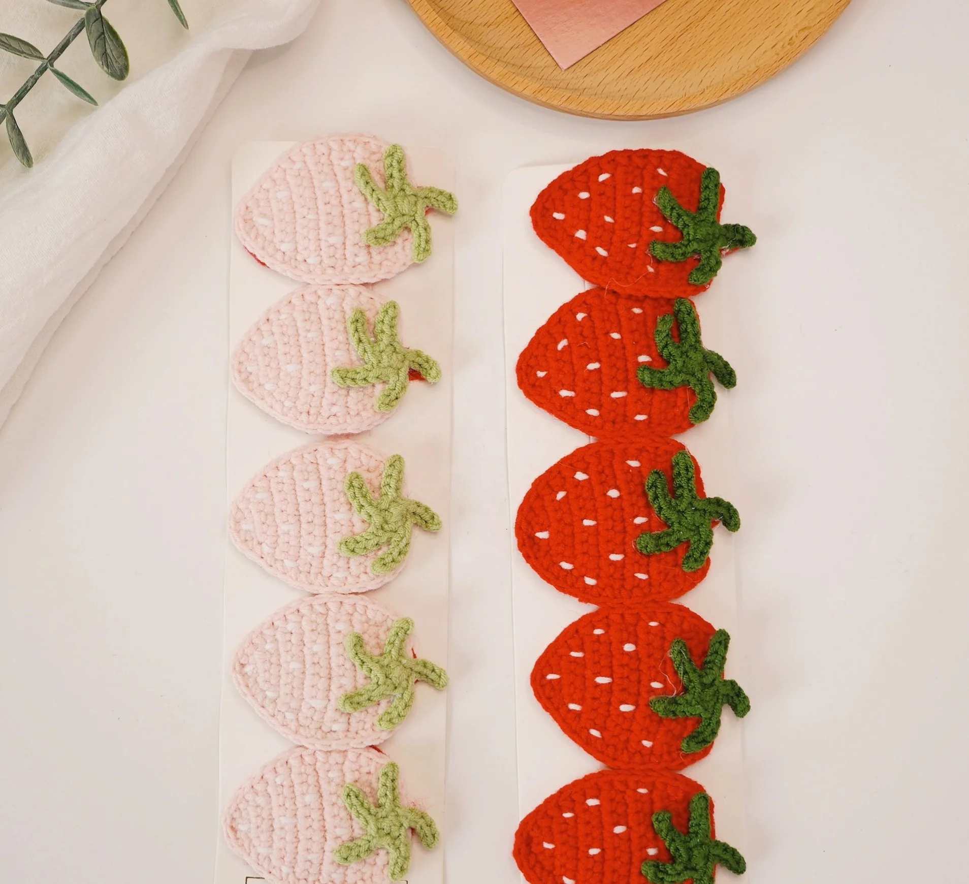 Wool Crochet Strawberry Hair Clips Cute Girl Hair Clip Kids Hairgrips Baby Headwear Knit Hair Accessories for Girls Hairpins