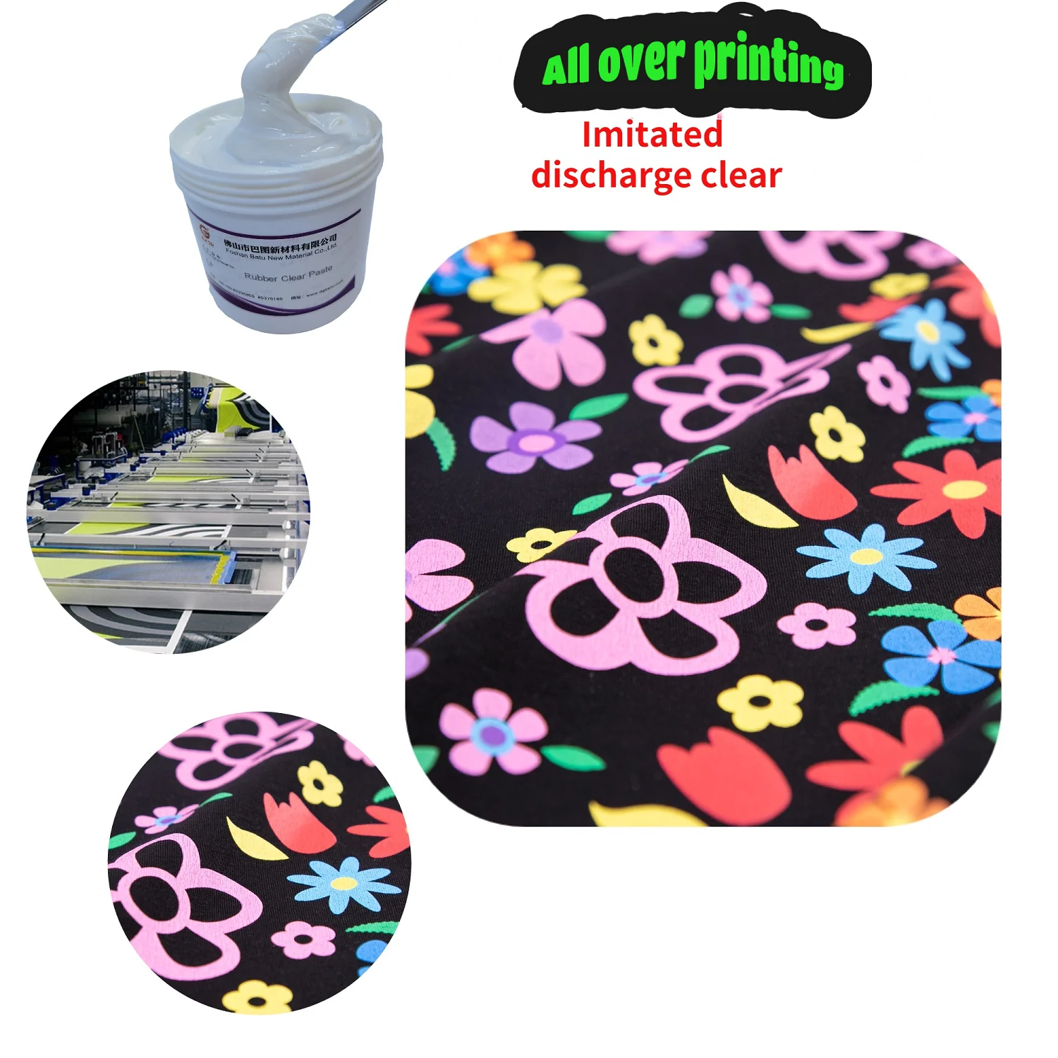 Bright color pigment paste imitated discharge aop printing paste