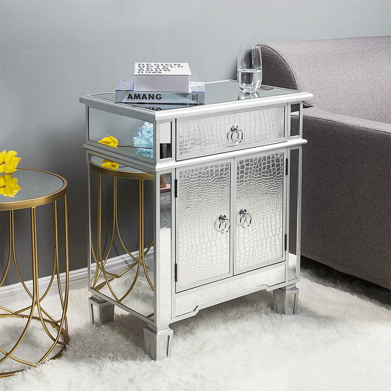 Belleworks New Design Industry Style Furniture Living Room Cabinets For Home Silver Crocodile Skin Cabinet