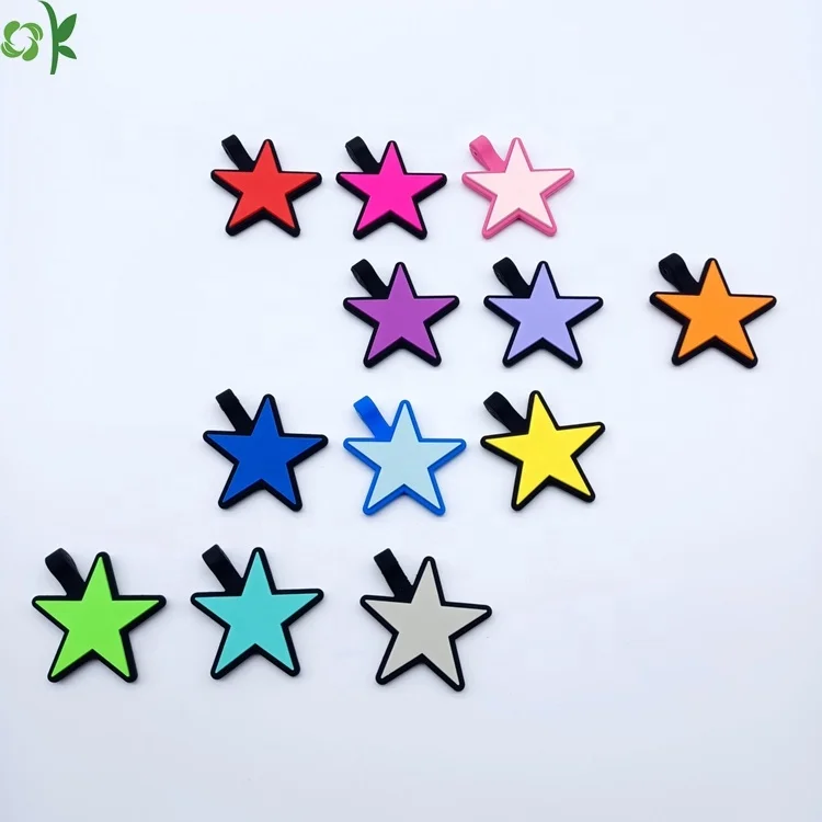OKSILICONE Multi Color Star Shape Outdoor Hunting Silicone Dog Tag Blank Silicone Name Identify Rubber Pet Tags