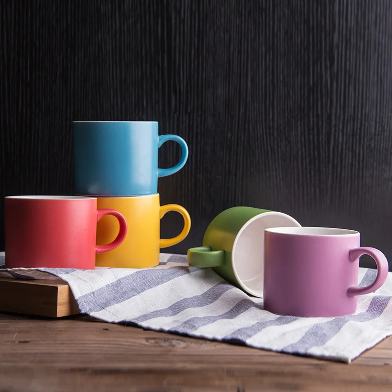 Matte color ceramic candy cups kitchen water coffee mugs kalong hall household ceramic straight cups with custom logo engraved