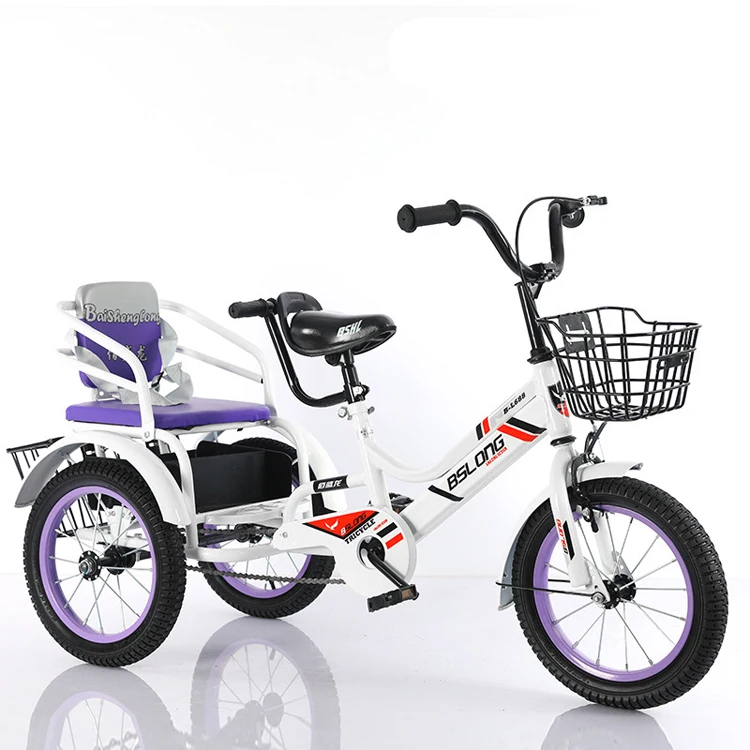 OEM New design 14/16/20inch two seat tricycles / child 3 wheels cheaper kid tricycle with back seat twins children tricycle