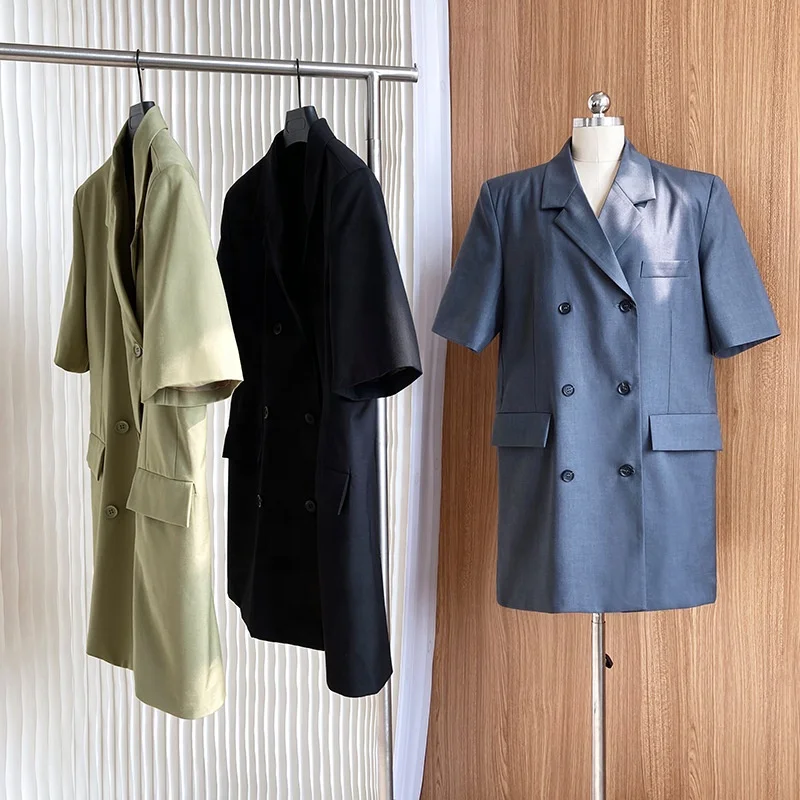 High quality quality women suit dress design ouble-breasted short-sleeved skirt formal suits for women blazer dress
