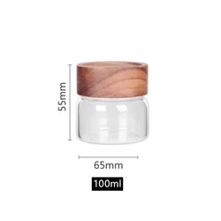 Wholesale High borosilicate glass jar food storage bottles with Acacia wood lid