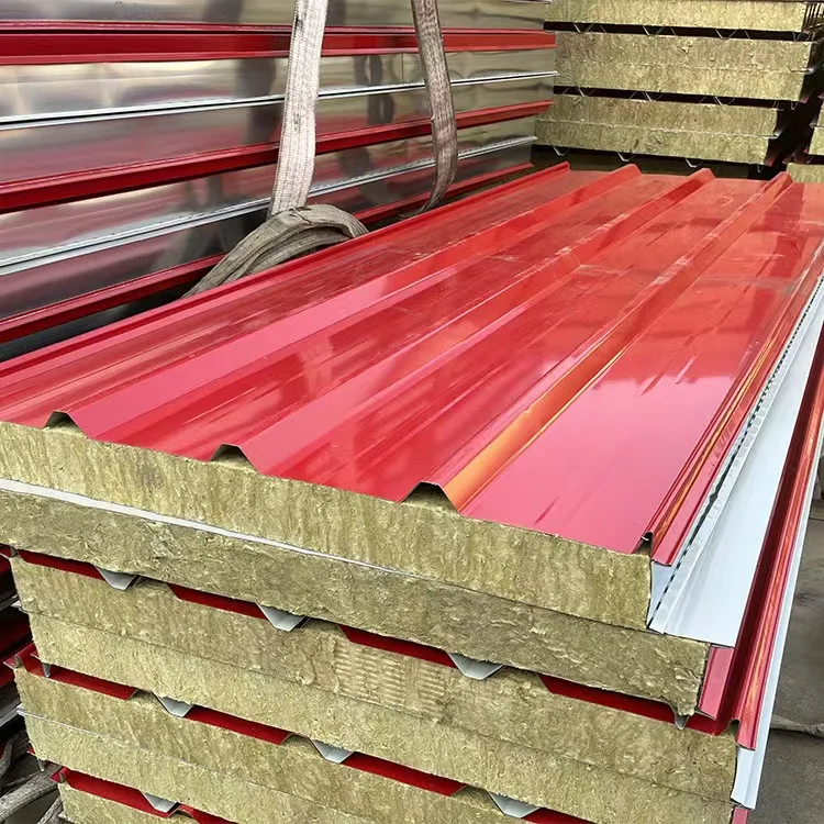 Manufacturers direct sales fire noise reduction insulation rock wool roofing board steel Sandwich Panel Roof wool