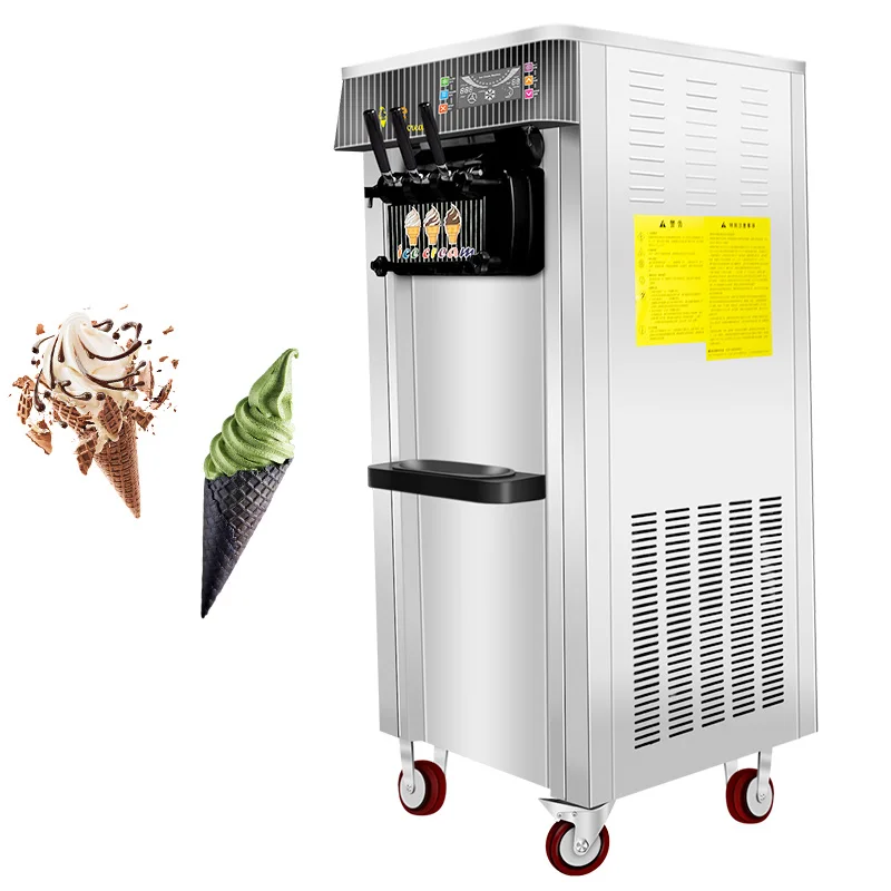 Ice Cream Machine 18-20L/H Soft Ice Cream Maker 2+1 Flavors Soft Serve Machine 1700W Frozen Yogurt Maker for Snack Bar Cafe