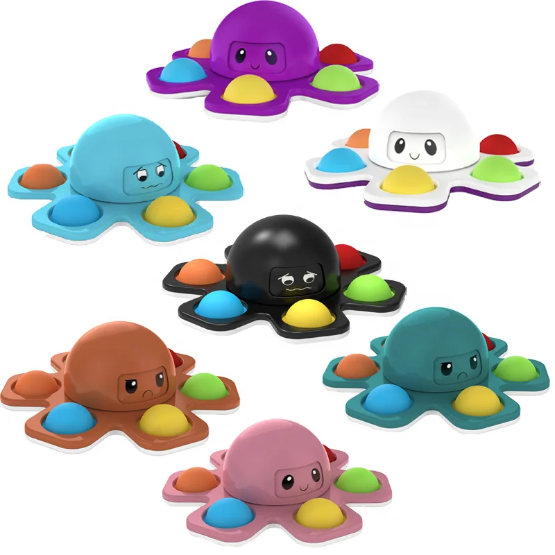 Factory price Expression changing Octopus bubble fidget sensory hand spinner Silicone Push it fidget spinner