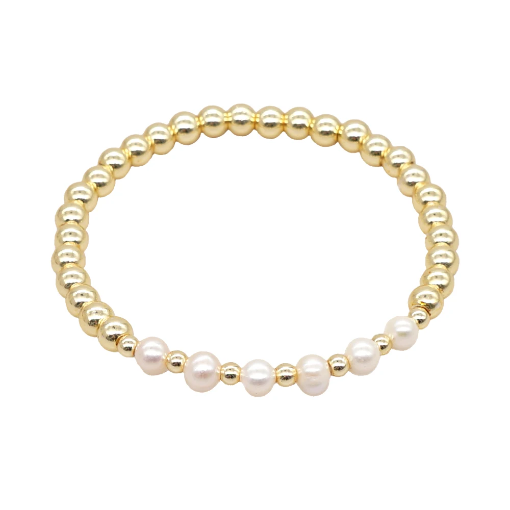 Go2Boho Freshwater Pearl Bracelet Fashion Jewelry Elastic Adjustable Gold Varnish Baked Natural Stone Beaded Bracelets for Women