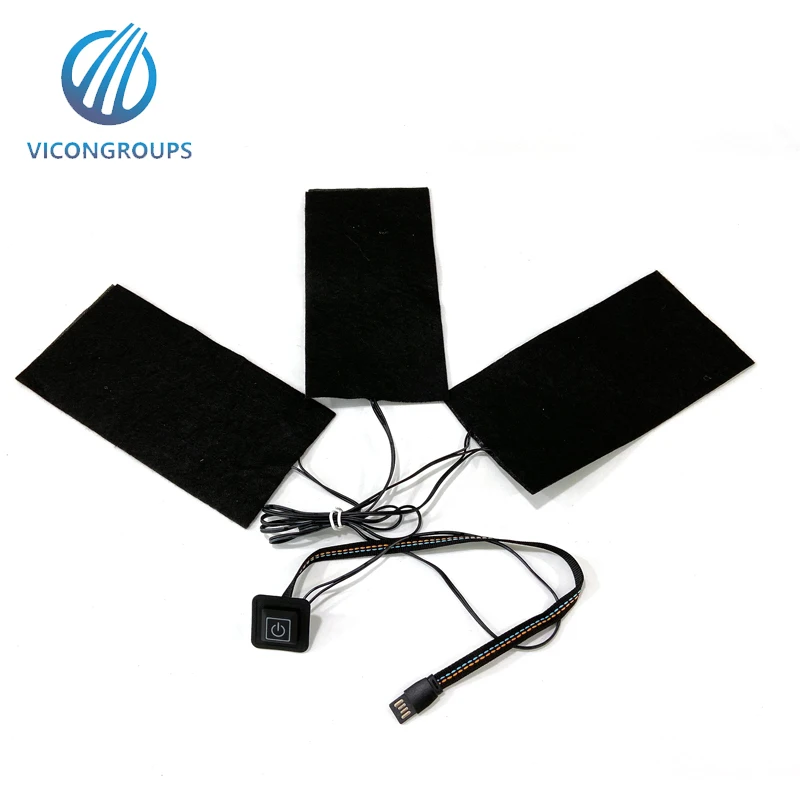 Custom Rechargeable Battery Heated Carbon Fiber Heating System Pad For Clothes