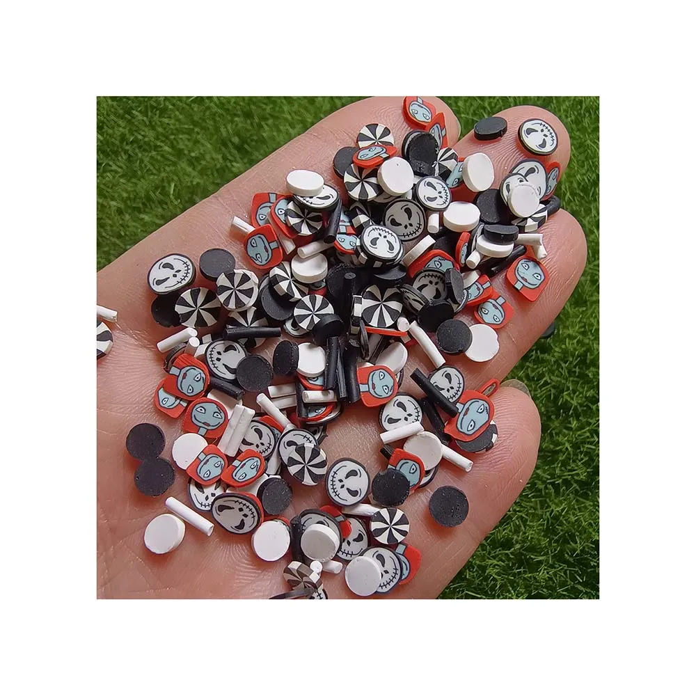 Halloween Series Jack and Sally Face Assorted Clay Slices with Long Candy Sprinkles for DIY Crafts Filling