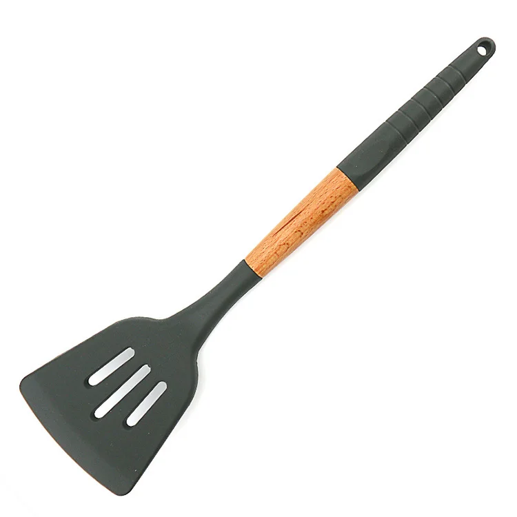 Silicone Spatula Cooking Turner with Rubber Wood Handle