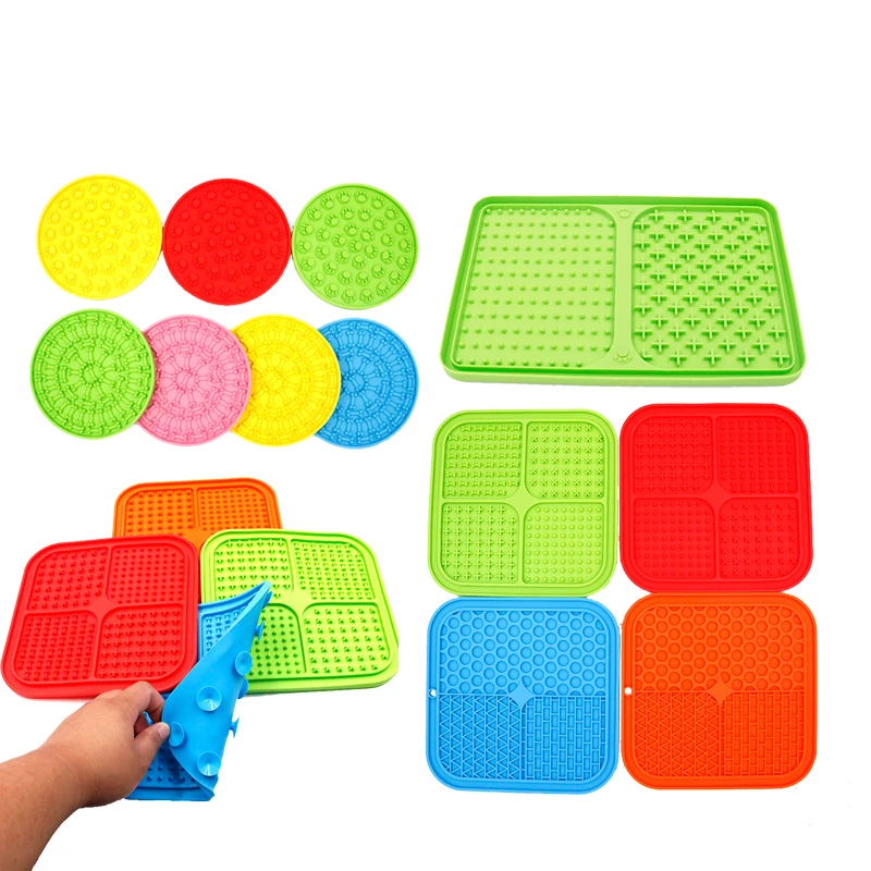 Pet Products Manufacture more than 20 designs square/round/rectange silicone dog licking mats