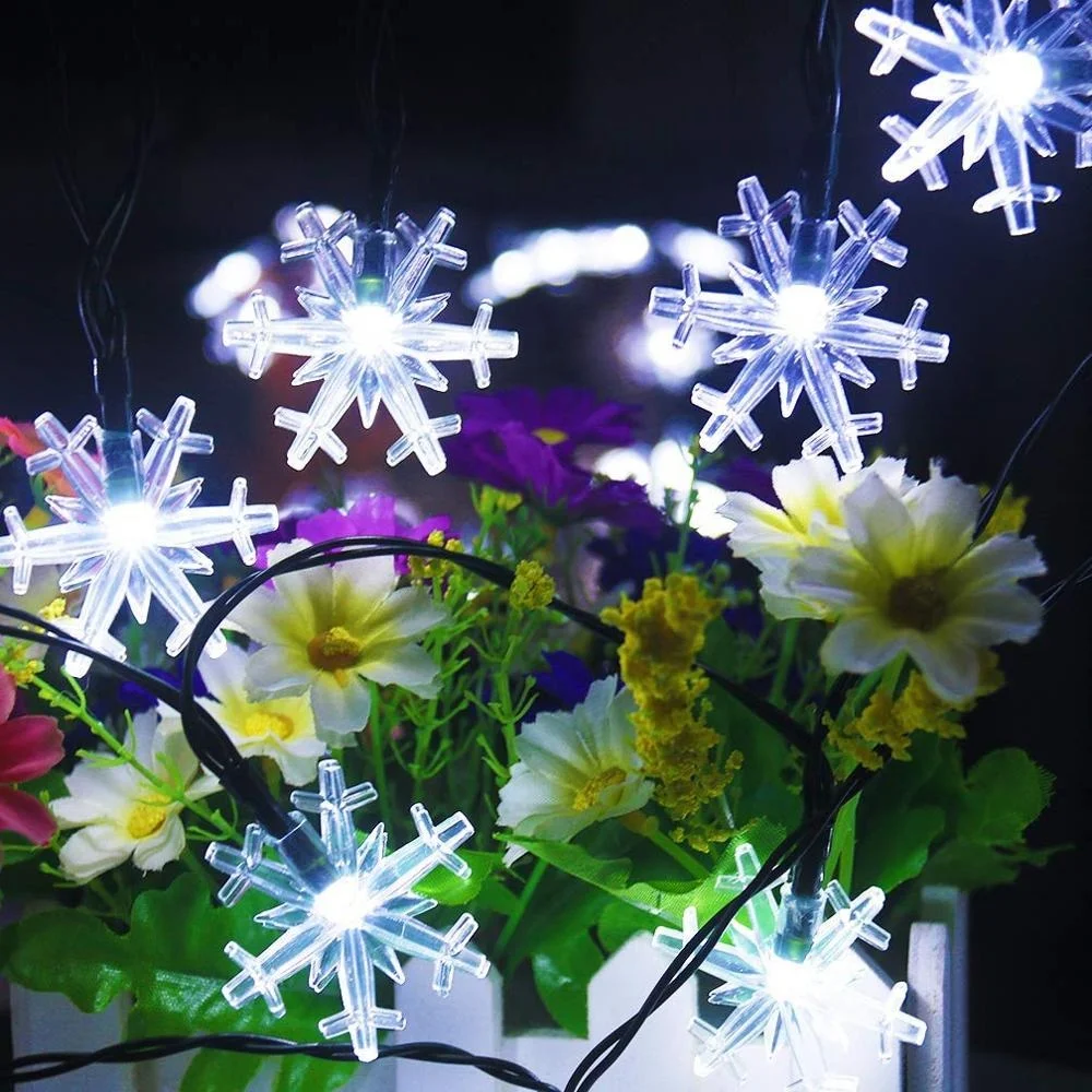 4.8M 20 LED Christmas Fairy Lights Solar snowflake String Lights for xmas tree garden decovation