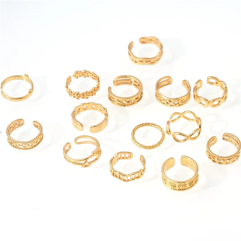 Cross border Summer beach Jewelry foot ring copper plated 18K gold opening fine jewelry toe rings for women