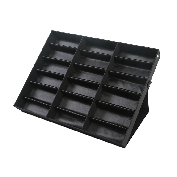High Quality 18 Slot Luxury linen Tray glasses Storage Box Eyewear Display tray Sunglasses Optical display Eyeglass tray