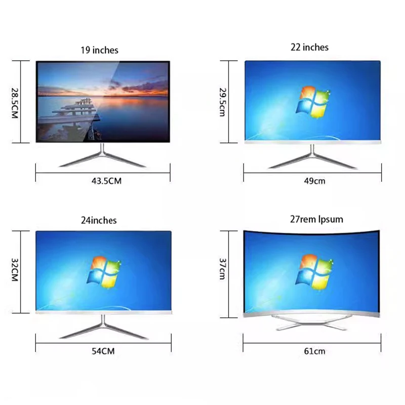 24inch All in one PC Core I5 I7 256G 512G Desktop Computer 1920x1080 RAM 8G Gaming Computer Set