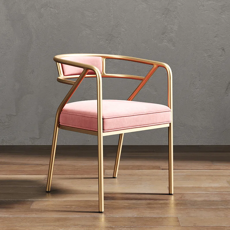 Nordic Cafe Shop Restaurant Dining Chair Metal Leather Leisure Home