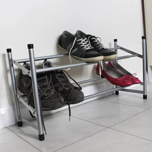 Extendable width metal shoe rack storage rack of shoe closets