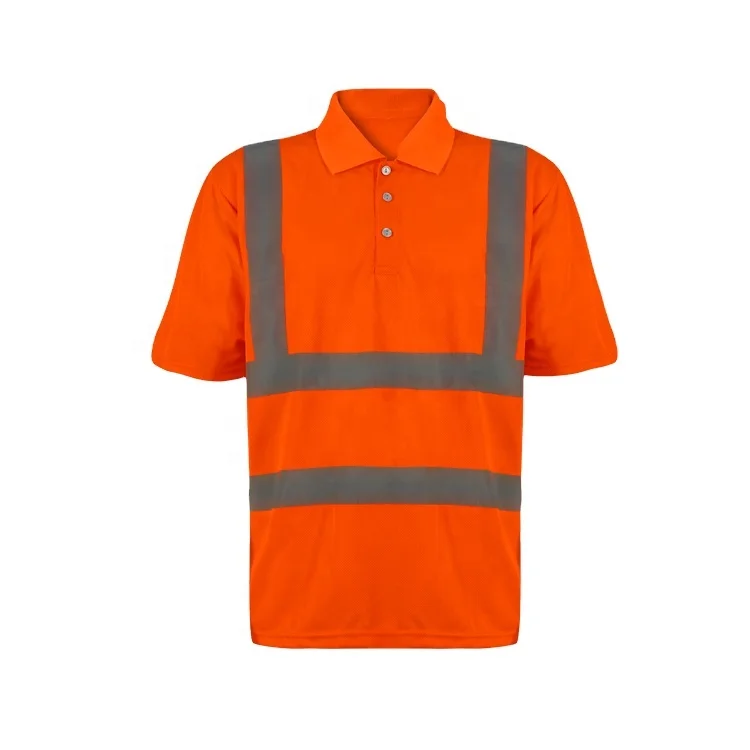 Free Sample Hi Viz Custom Safety Clothing Fluorescent Orange Reflective Work Polo Shirts