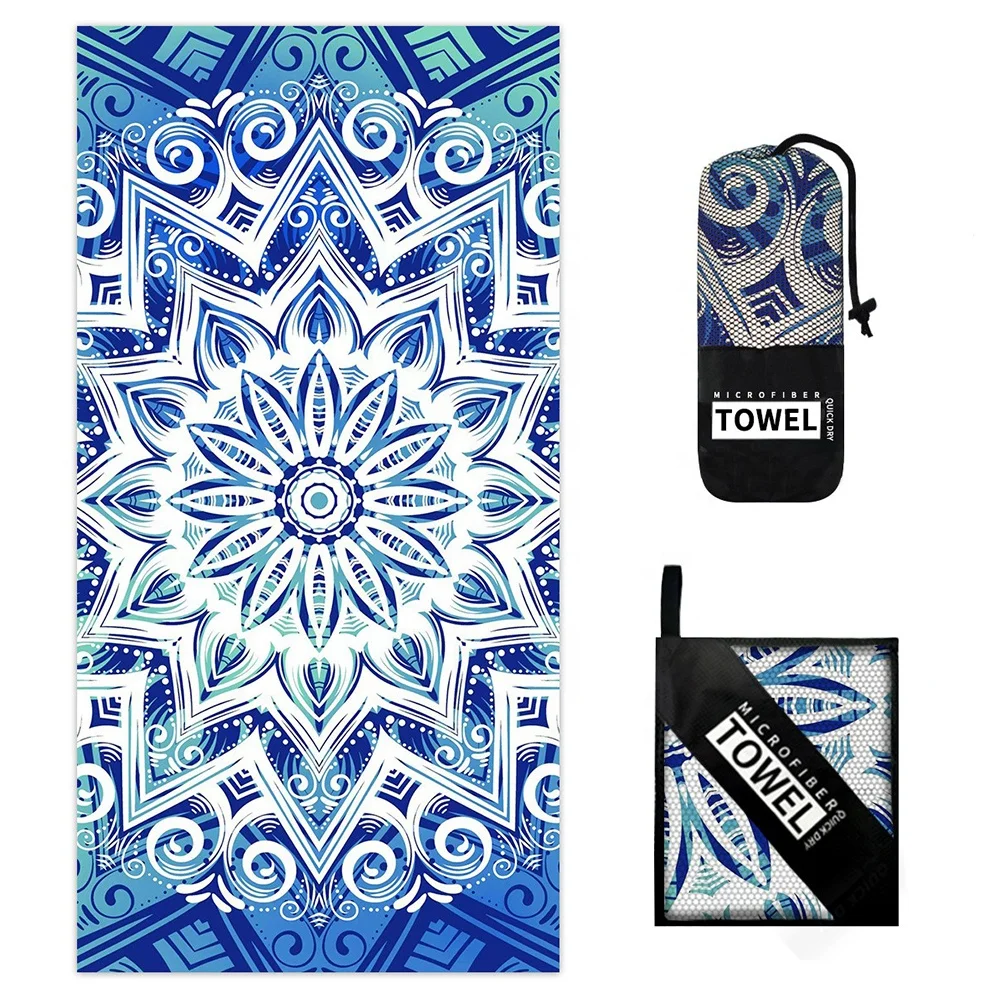 Custom Logo Free Design Hot Sale Summer Quick Dry Digital Printed Microfiber Lightweighted Beach Towel
