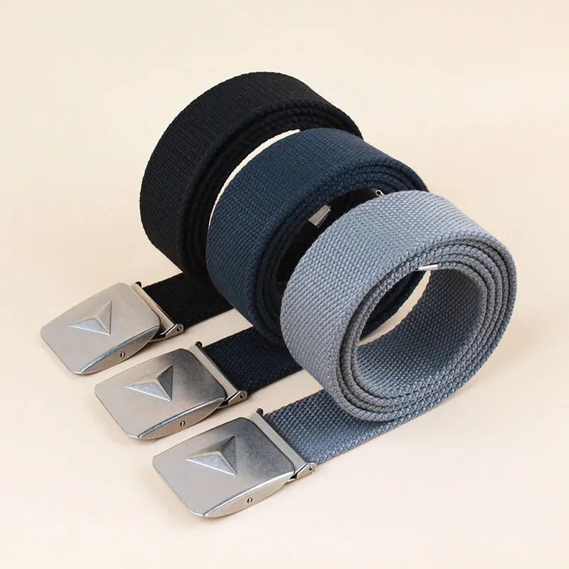Factory supply Casual Polyester Tactical Belt Buckle Weaving Fabric Belts Custom Logo Outdoor Adjustable Men Canvas webbing Belt