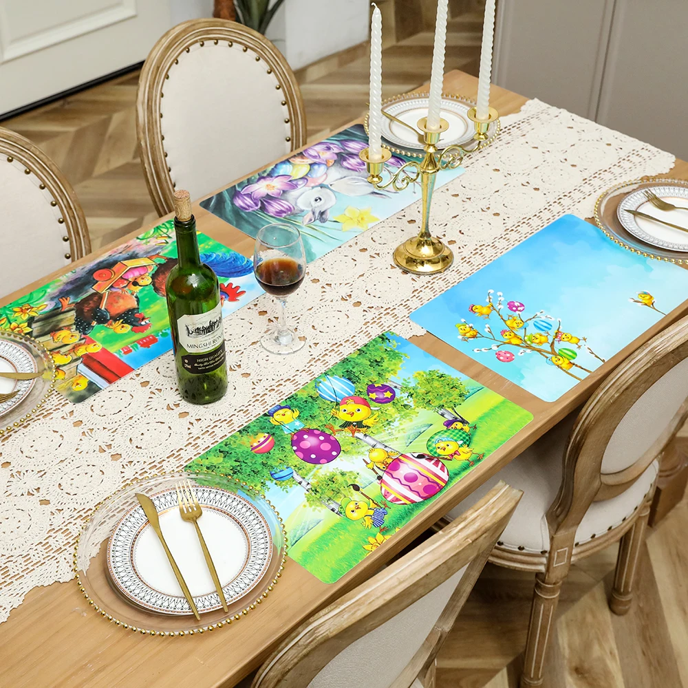 2024 new design with Christmas Holiday design  Table mat for  Dining mat Home Decoration Waterproof pp placemat