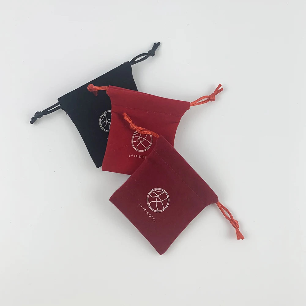 custom logo print necklace jewelry packaging bag drawstring package jewelry pouch velvet bags