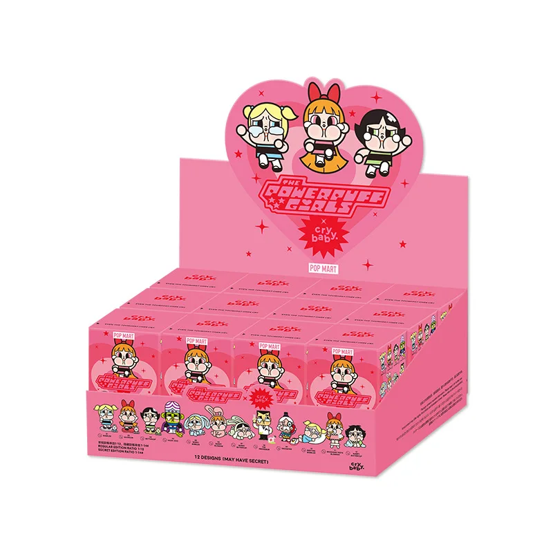 POPMART Hand-Done Blind Box Toy CRYBABY x Powerpuff Girls Series Unisex PVC Gift with Japanese Animation Source