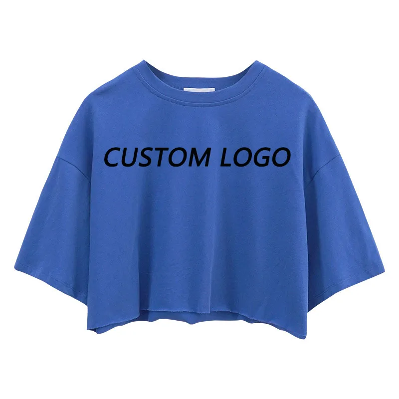 Summer Custom Ladies Sexy Crop Top Solid Color Front Opening Sports Gym Crop Top Tee For Women Casual Streetwearomen