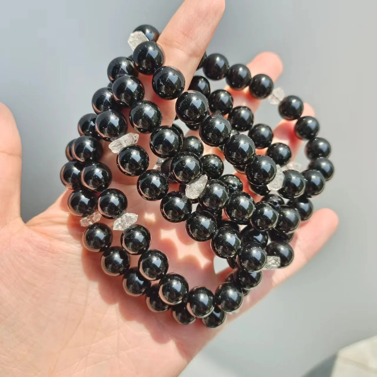 Robin Crystal Original design natural black tourmaline Herkimer Diamond crystal bracelets