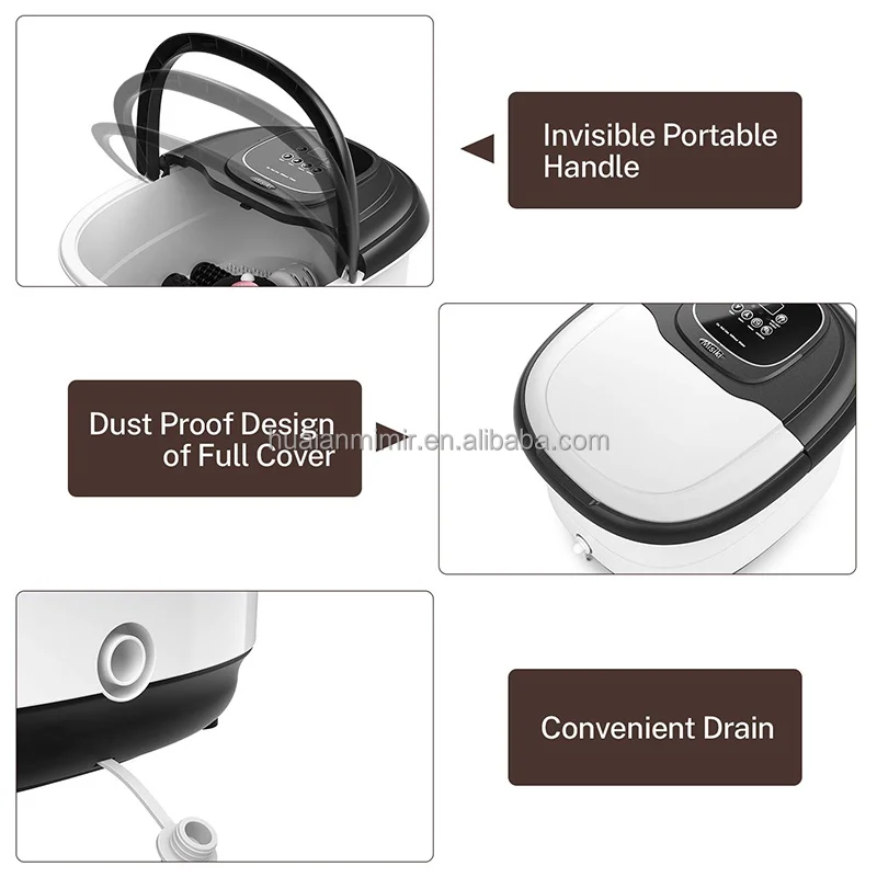 Home Foot Pedicure Foot Spa Bath Massager Machine With Bubble And Automatic Rotary Shiatsu Massage Rolles