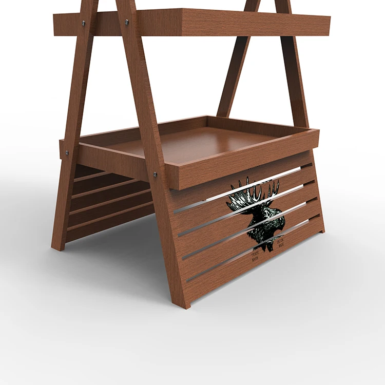 Customized X Shape Whiskey Display Rack Wooden Wood Rack Ideas for Supermarket