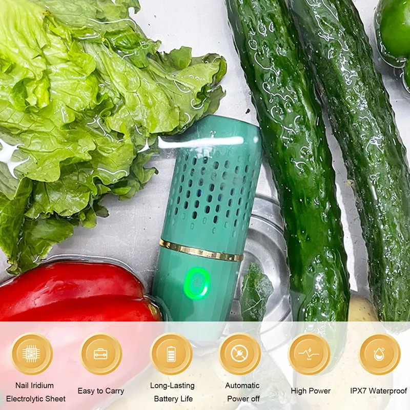 Portable Fruit Vegetable Washing Machine Capsule Shape Wireless Food Purifier Household Pesticide Disinfection vegetables