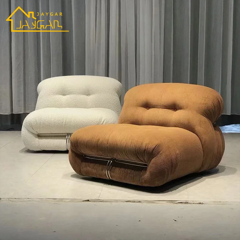 Итальянское кресло сориана для гостиной напольное из оранжевой ткани вельветовое одно с откидывающейся спинкой спальни в