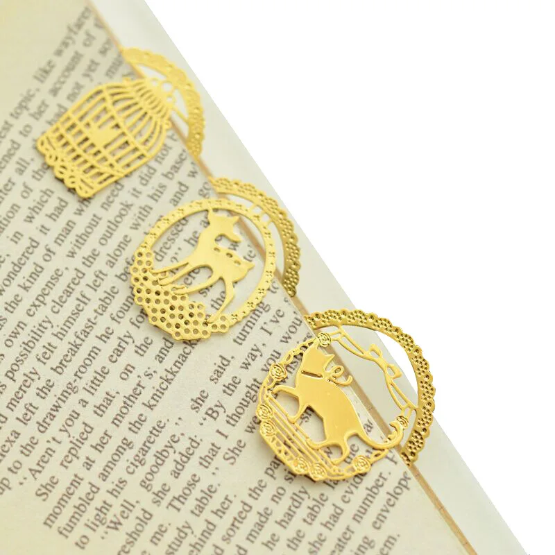 Bozhan Wholesale Custom Professional Quality Stationery Creative Cartoon Mini Brass Novelty Bookmarks Clip