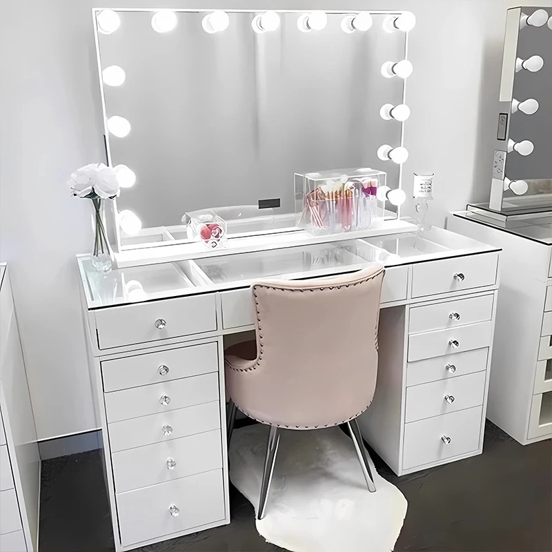 Black Vanity Chair Dresser With Mirror Vanities Luxury Led Lights Mirrored Table Princes Bedroom Smart Light White Makeup