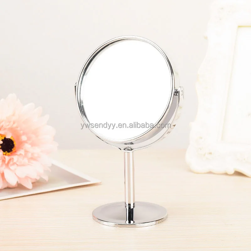 Round 3-inch Silver Desk Makeup Mirror Bedroom Dressing Double Side Rotatable Table Mirrors