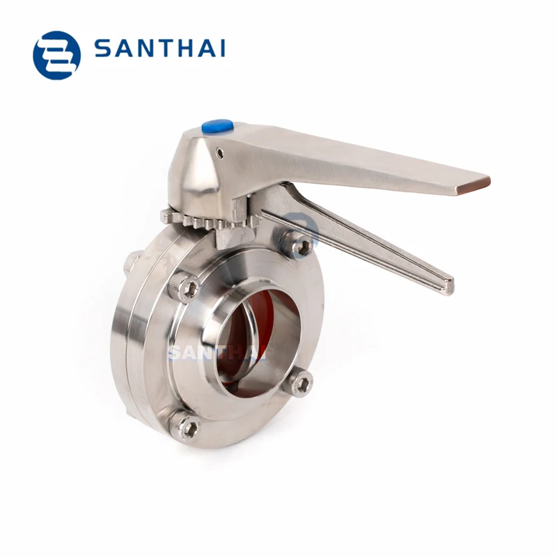 SANTHAI Pull Rod Handle SS304/316L Sanitary Threaded Butterfly Valve (SMS)