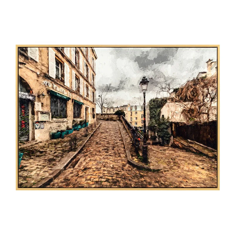 Уличный пейзаж, декоративный домашний декор, Настенная картина с рамкой, холст, пейзаж, картины