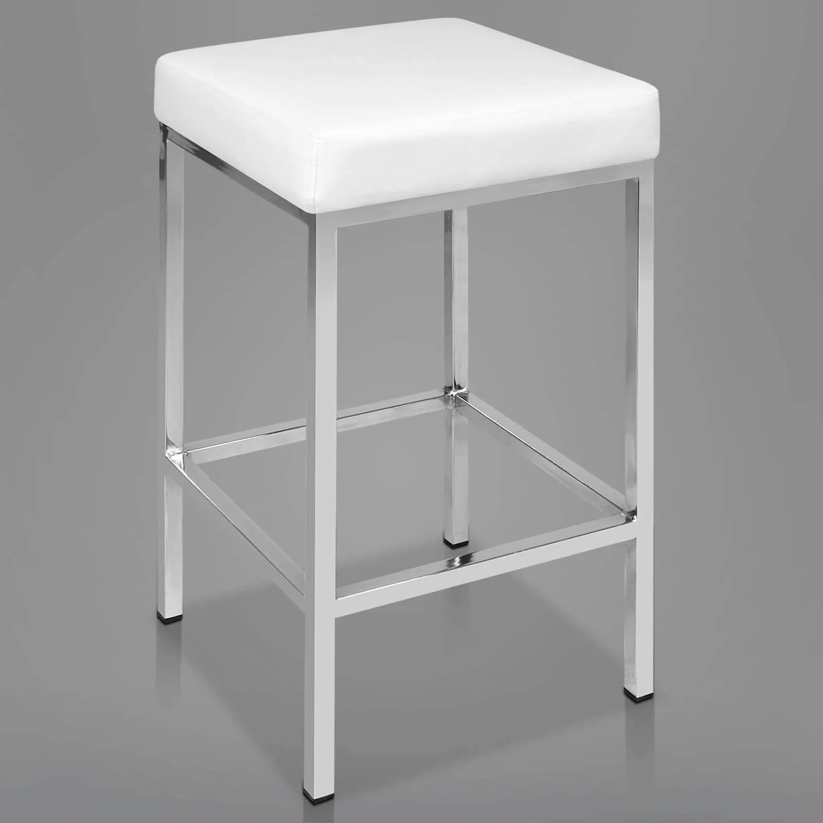White Upholstered Cover Bar Stool Chair Chromed Base Barstool Lem piston Stool for Sale