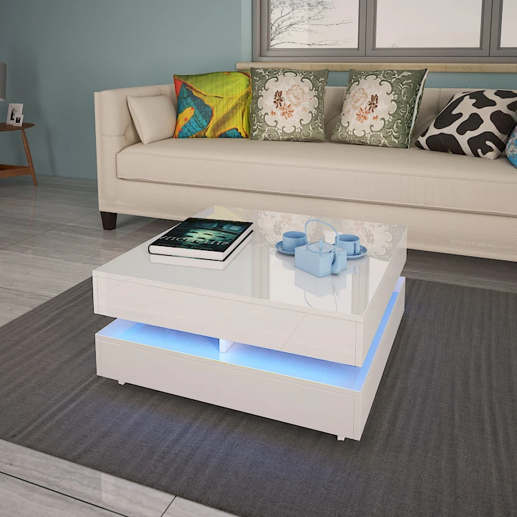 RGB LED Nightstand Coffee Table Coffee table Tea Table with RGB LED Light Living room furniture